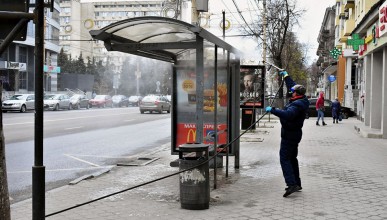 В Воронеже дезинфецируют остановки. Коронавирус. Северный район. 
