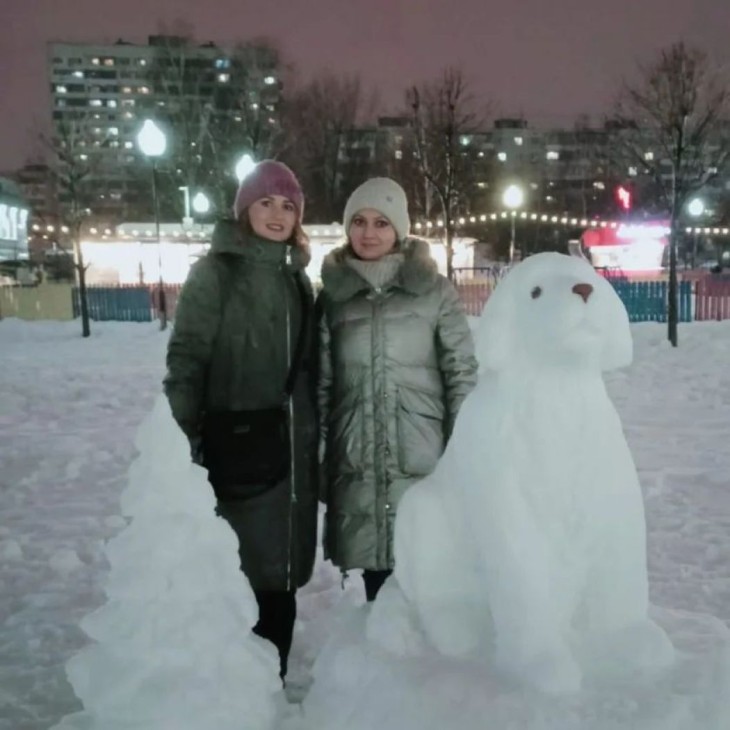 В Северном районе Воронежа слепили снежную скульптуру собаки, ждущей «своего человека»
