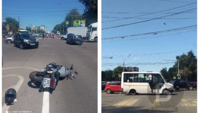 Две аварии с мотоциклом и автобусом парализовали Московский проспект