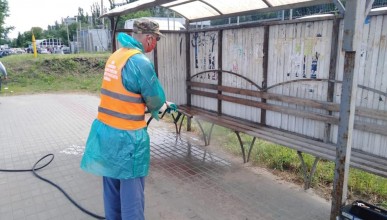 В Северном районе продолжается дезинфекция в общественных местах Воронеж Северный район 
