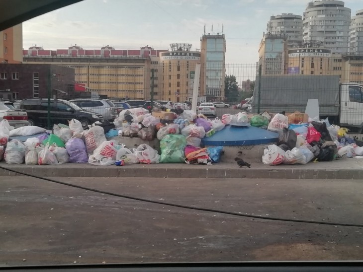 Горы мусора на улице Шишкова. Воронеж Северный район